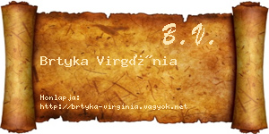 Brtyka Virgínia névjegykártya